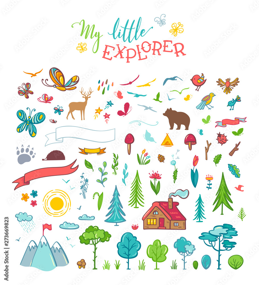 Vector set of nature doodles. Vector set of nature doodles.