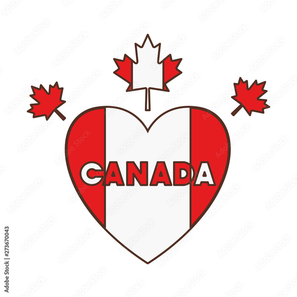 Fototapeta premium Maple leaf heart and canada symbol design