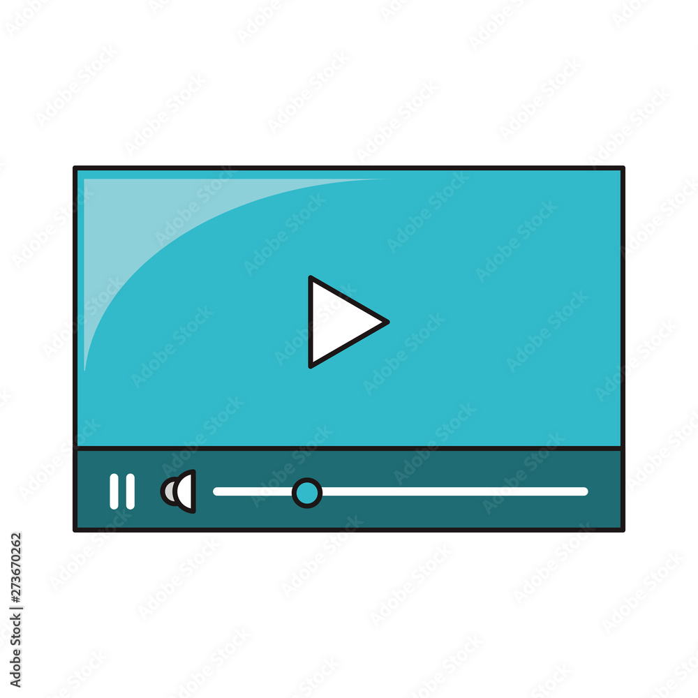 Video player with digital buttons symbol isolated Video player with digital buttons symbol isolated
