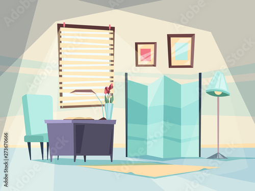 Hospital room. Medical hospitalization interior indoor vector healthcare picture. Illustration of medical interior, hospital room clinic