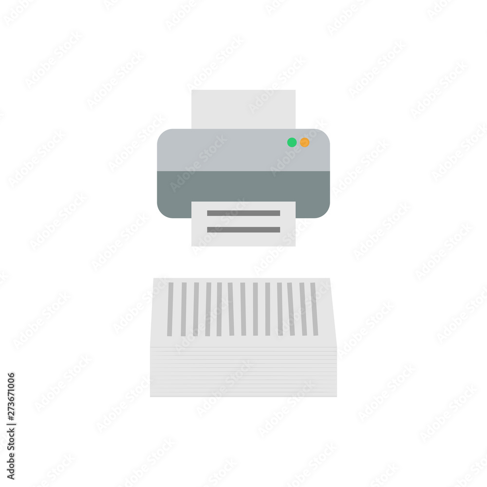 Printer and stack of paper simple vector icon Printer and stack of paper simple vector icon