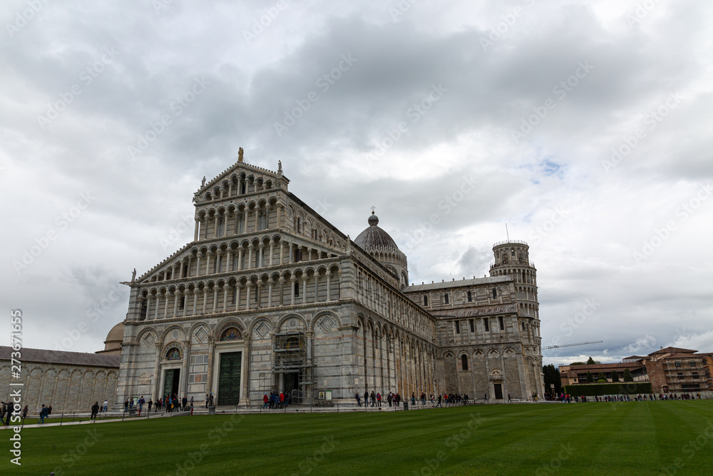 Pisa cathedral and leaning tower on Square of Miracles