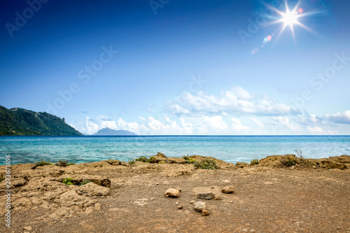 Summer road background of free space for your decoration and ocean landscape. 