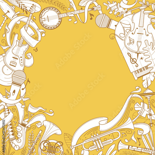 Musical instruments vector illustration with copyspace