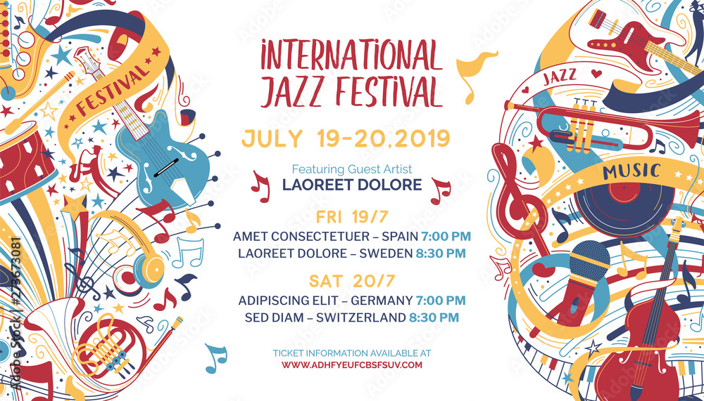 International jazz festival web banner vector template