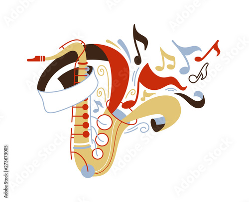 Saxophone flat vector illustration