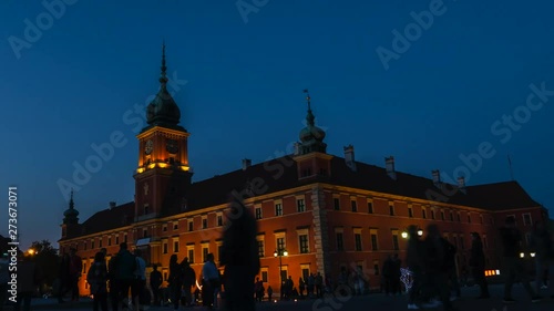 in warsaw on the main square near the royal castle,Warsaw on a festive night on the royal square