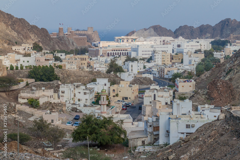 Aerial view of Old Muscat, Oman