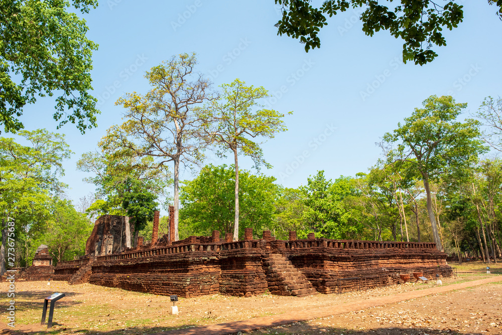 Wat temple in Kamphaeng Phet Historical Park Thailand.