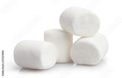 Heap of delicious marshmallows, isolated on white background