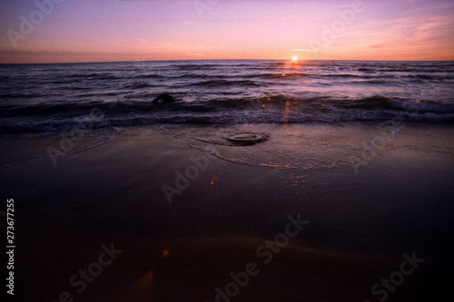 Baltic Sea sunset on film  has some grain.
