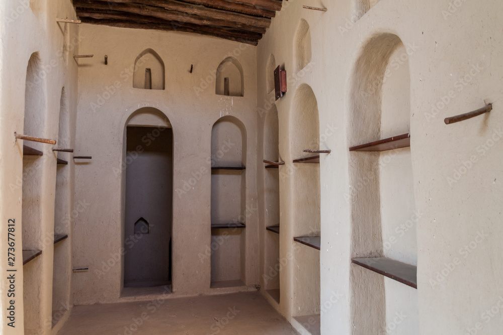 BAHLA, OMAN - FEBRUARY 27, 2017: One of rooms of Bahla Fort, Oman