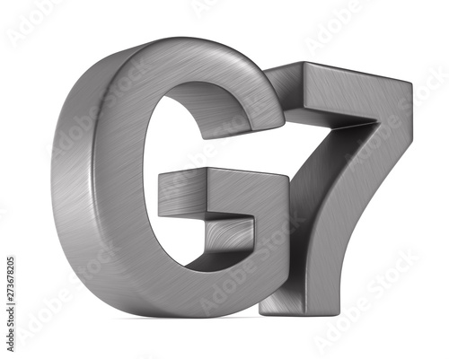 sign G7 group on white back...