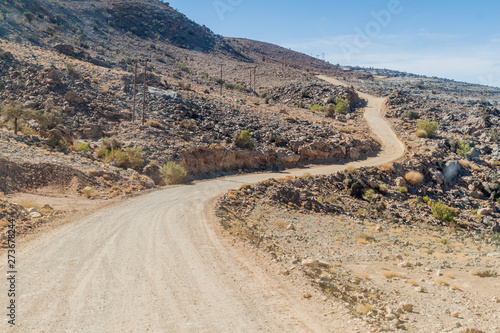 Unpaved road to Wadi Ghul in Hajar Mountains, Oman