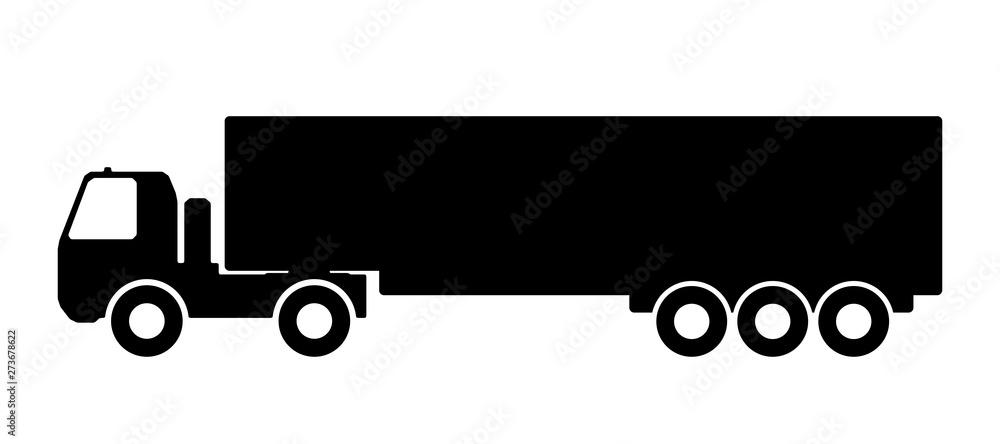 Silhouette of a truck with a trailer. Silhouette of a truck with a trailer.