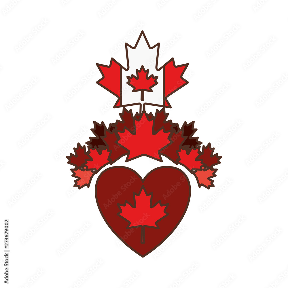 Maple leaf heart and canada symbol design Maple leaf heart and canada symbol design