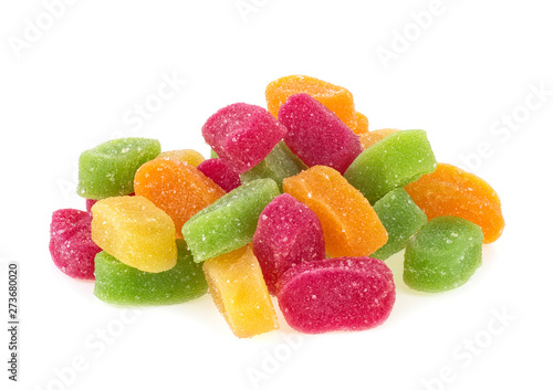 Heap of sweet jelly candies isolated on a white background