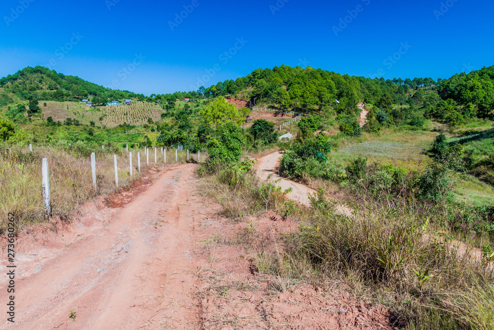 Rural road near Kalaw town, Myanmar