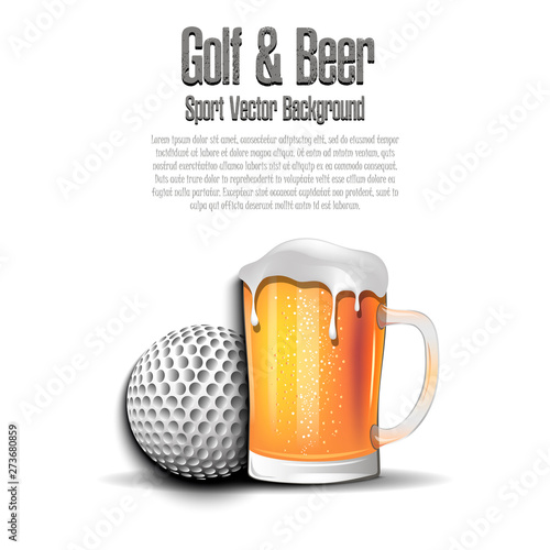 Golf ball with mug of beer