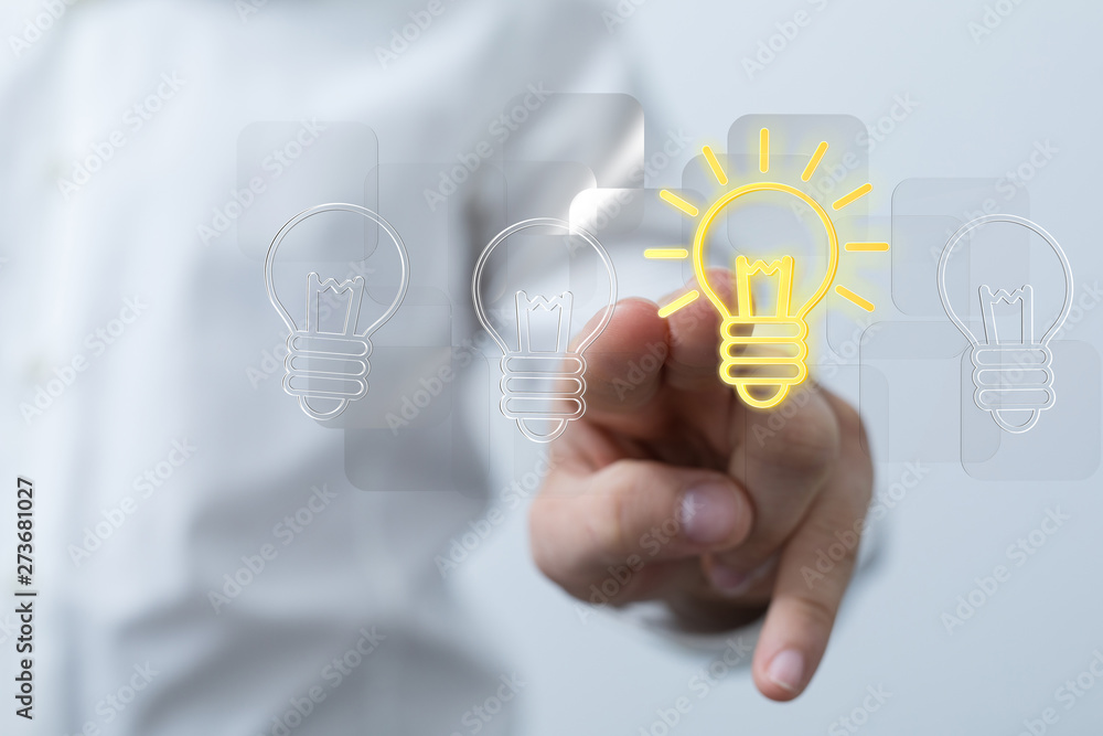 Bright idea in hand concept design art. Bright idea in hand concept design art.