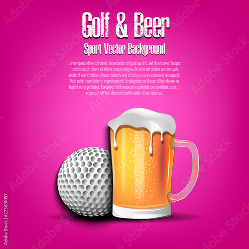 Golf ball with mug of beer