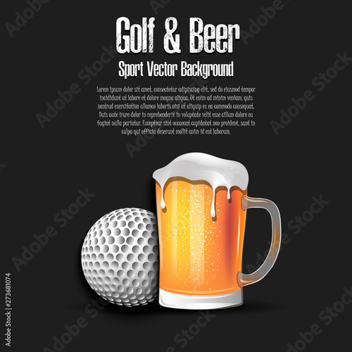 Golf ball with mug of beer