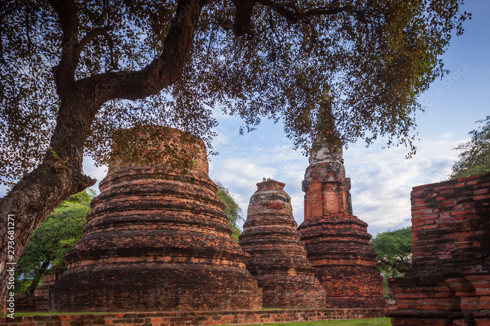 Ancient pagoda , archaeological site in Ayutthaya ,Thailand