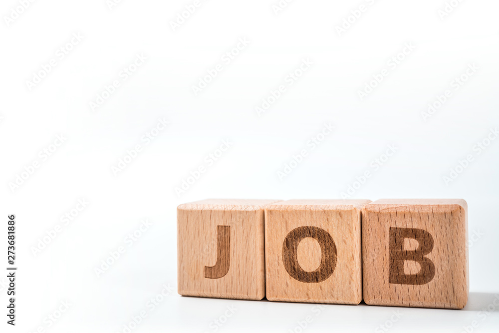 Jobs wooden blocks of business concept isolated on white background. Jobs wooden blocks of business concept isolated on white background.