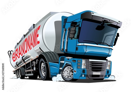 Cartoon semi tanker truck isolated on white background