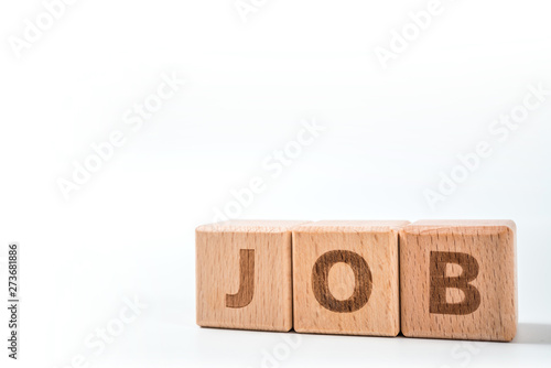 Jobs wooden blocks of business concept isolated on white background.