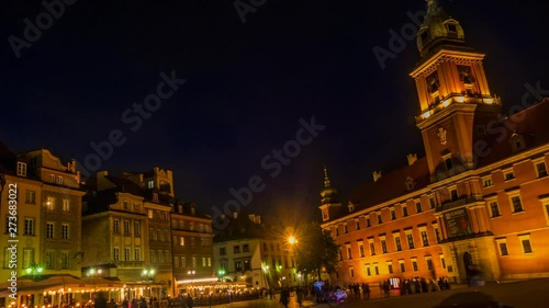 in warsaw on the main square near the royal castle,Warsaw on a festive night on the royal square