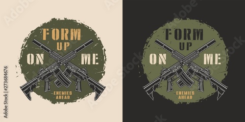 Military colorful round label