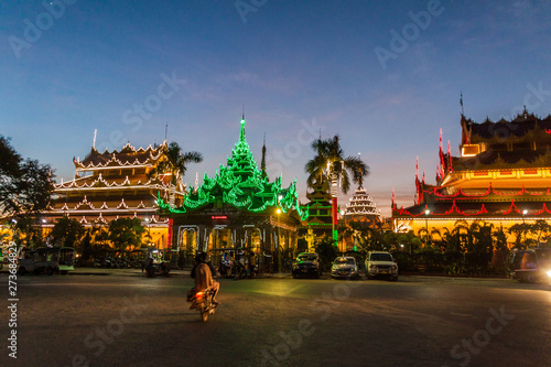 MANDALAY, MYANMAR - DECEMBER 4, 2016: Night view of Kyauktawgyi temple in Mandalay, Myanmar
