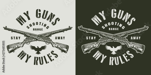 Vintage monochrome military badge