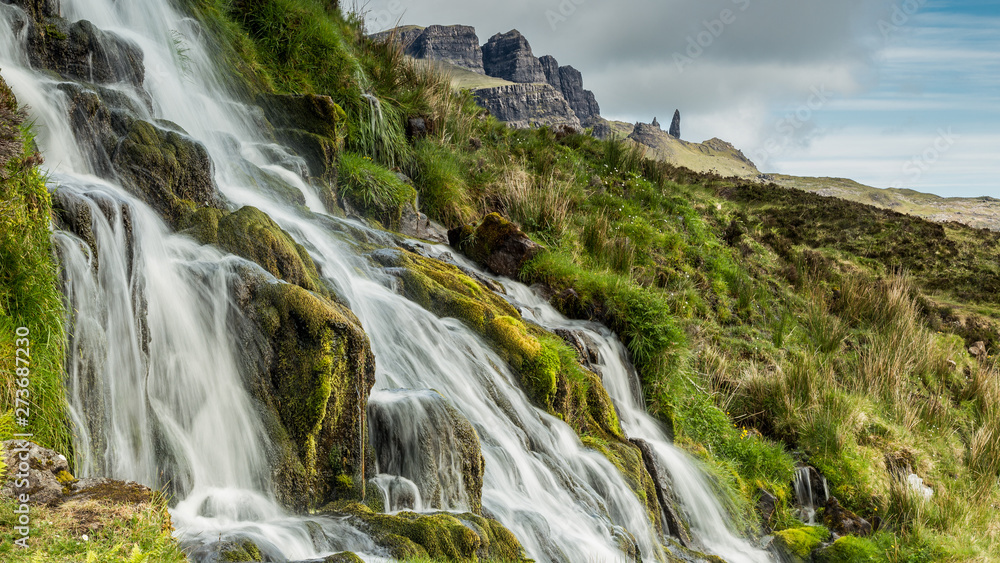 View looking at the Old Man or Storr on the Isle of Skye on the west coast of Scotland, UK. View looking at the Old Man or Storr on the Isle of Skye on the west coast of Scotland, UK.