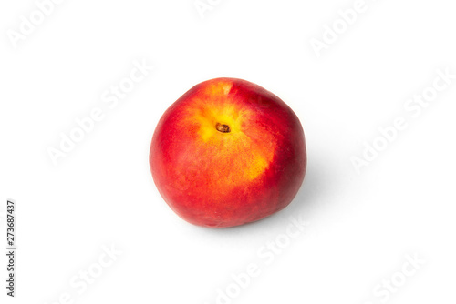 Peach isolated on white background. Top view.