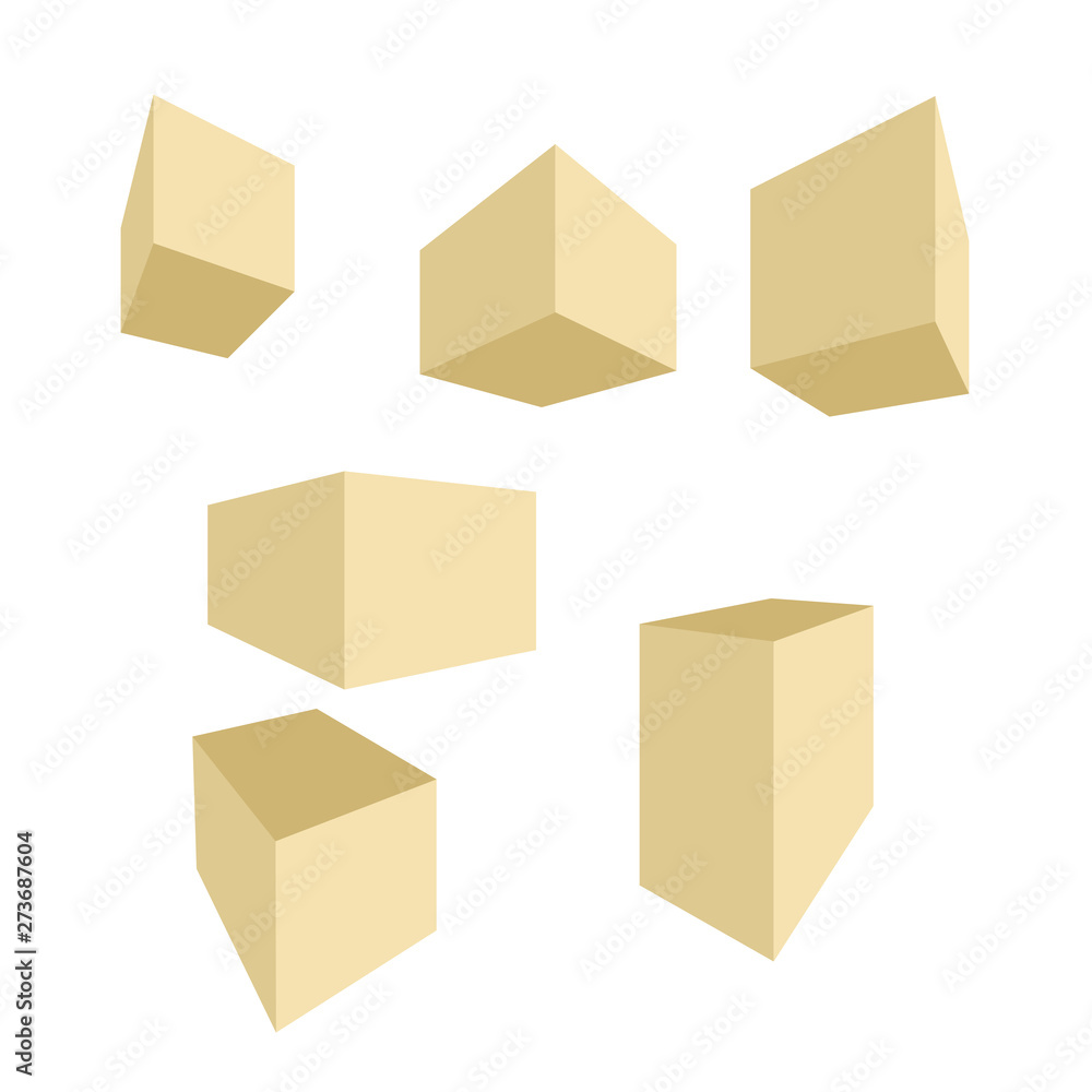 Flat 3d Cubes and Parallelepipeds. Vector Set of Geometric Objects. Flat 3d Cubes and Parallelepipeds. Vector Set of Geometric Objects.