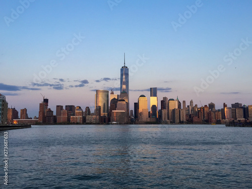 New York City Morning sunrise View from Jersey City. Cityscape concept.