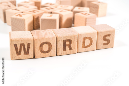 Words wooden blocks of business concept isolated on white background.