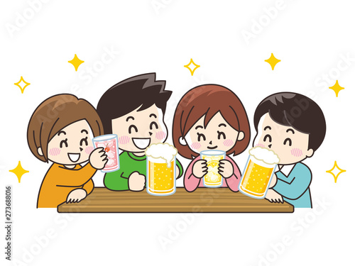 飲み会をする男女