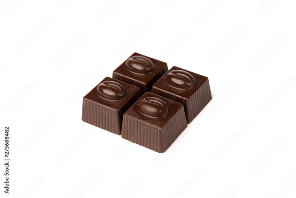Four coffee sweets praline isolated on white background. Four coffee sweets praline isolated on white background.