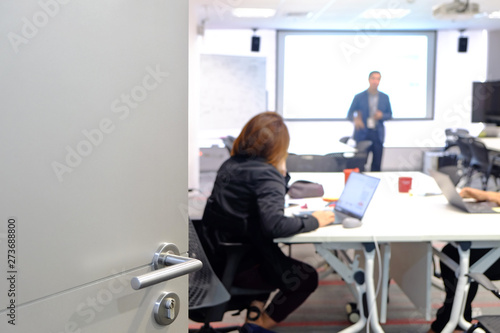 Wallpaper Mural Door with knob opening to a classroom Torontodigital.ca