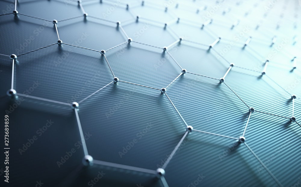 Fototapeta premium Abstract Hexagonal Atomic Connection Science Technology