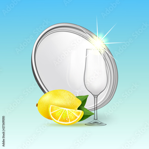Vector illustration for advertising liquid soap, with lemon flavor. vector