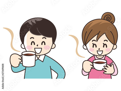 コーヒーを飲む若者