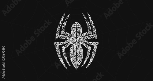 Fototapeta Spider symbol, grunge spider logo banner, poster design.
