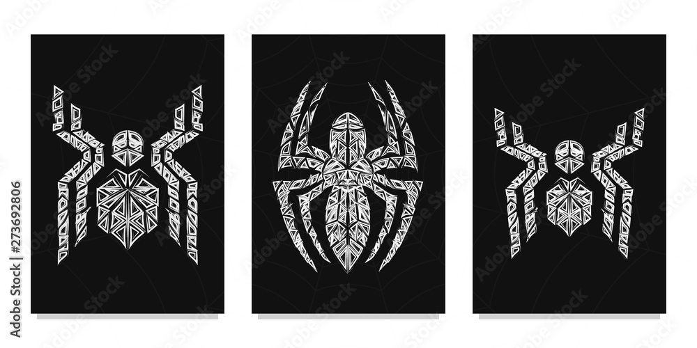 Obraz premium Spiders symbols, grunge spider logo banner, poster design.