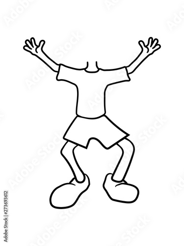 Korper Ohne Kopf Verkleidung Lustig Comic Cartoon Clipart Design Junge Shorts Glucklich Cool Stock Illustration Adobe Stock