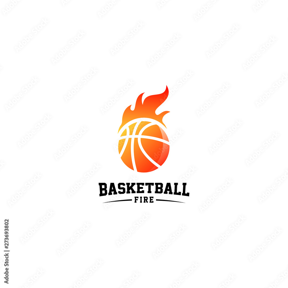 Obraz premium Basketball Fire Logo Design Vector