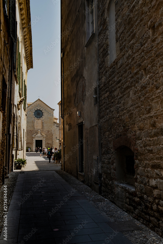 Alley with view of the Albenga cathedral